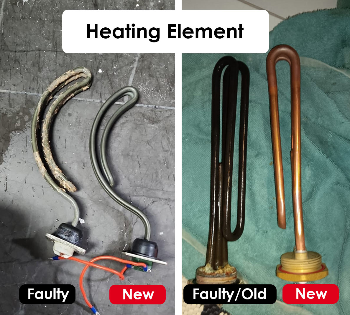 Electric geyser heating element change